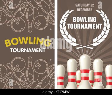 Bowling party flyer with skittles and bowling balls Stock Vector