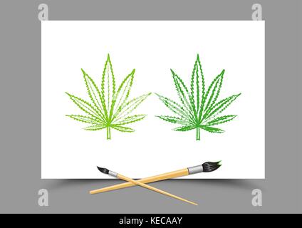 drawing hemp drug lesson Stock Vector