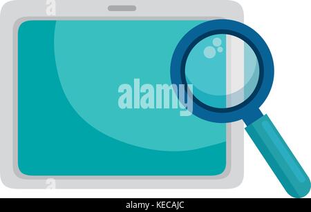 tablet device with magnifying glass Stock Vector