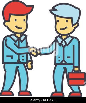 businessmen handshaking, business partnership, working meeting, good deal concept.   Stock Vector