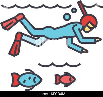 A cartoon man with a snorkel and mask Stock Vector Art & Illustration ...