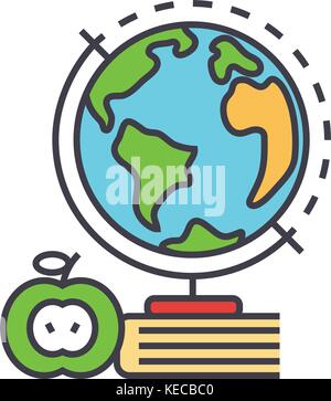 Knowledge, book, globus, globe, study, learning concept.   Stock Vector