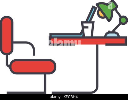 Table office sideview concept.   Stock Vector