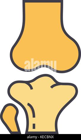 Bone, joint, orthopedic concept. Line vector icon. Editable stroke. Flat linear illustration isolated on white background Stock Vector