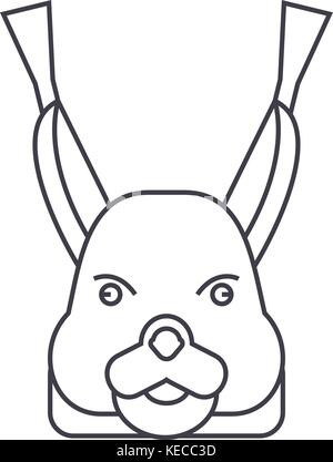 squirrel head vector line icon, sign, illustration on background, editable strokes Stock Vector
