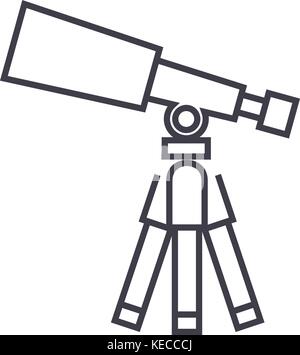 telescope,scope vector line icon, sign, illustration on background, editable strokes Stock Vector