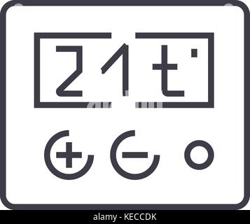 thermostat vector line icon, sign, illustration on background, editable strokes Stock Vector
