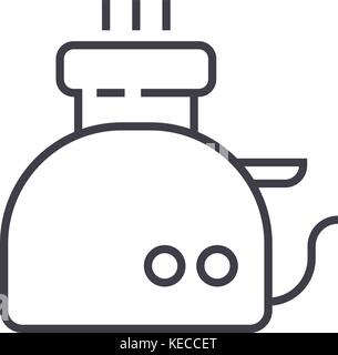 toaster vector line icon, sign, illustration on background, editable strokes Stock Vector