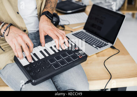 modern dj working with MPC pad Stock Photo