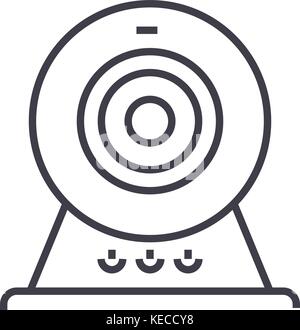 web cam,online camera vector line icon, sign, illustration on background, editable strokes Stock Vector