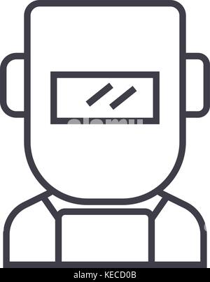 welder vector line icon, sign, illustration on background, editable strokes Stock Vector