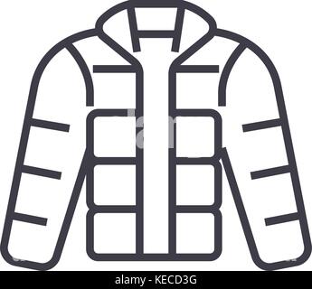 Winter jacket,downjacket,outdoor clothes vector line icon, linear ...