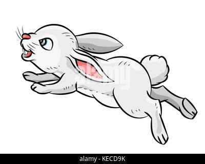 Illustration of Jumping smile Rabbit Isolated on white background. Children's illustration. Vector. Stock Vector