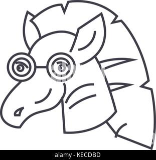 zebra vector line icon, sign, illustration on background, editable strokes Stock Vector