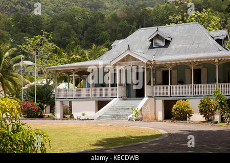 The Seychelles, Mahe, Anse aux Pins, St Roche Au Cap, Craft Village, Domaine Val des Pres Estate House Stock Photo