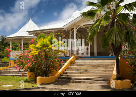 The Seychelles, Mahe, Anse aux Pins, St Roche Au Cap, Domaine Val des Pres Estate, cultural village, Petit Kaz Stock Photo