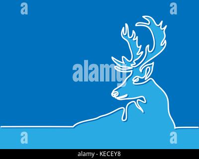 continuous line drawing of Christmas reindeer Stock Vector