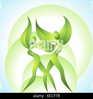Eco-icon with green dancers Stock Vector