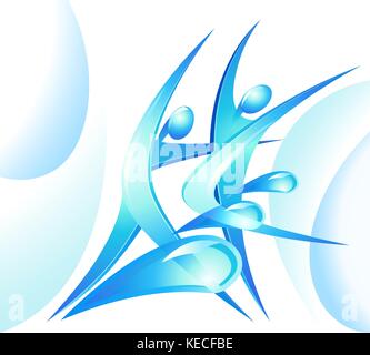 Eco-icon with blue dancers Stock Vector