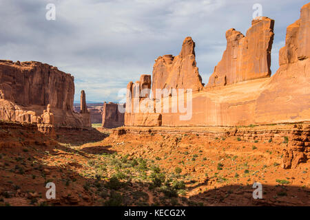 Stone wall of the  window section, Arches  National Park, Utah, USA Stock Photo