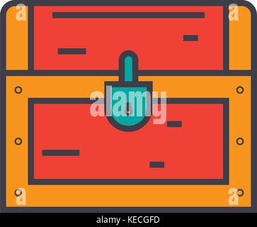 Dower, chest flat line illustration, concept vector isolated icon  Stock Vector