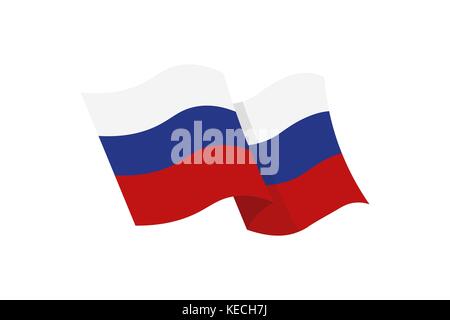 Vector illustration of the national flag of the Russian Federation on white background. Stock Vector