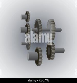 different set of  gears on a light gray background Stock Vector