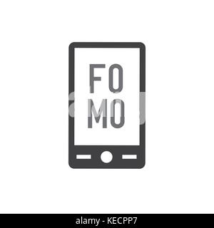 FOMO Social Icon - Fear of Missing Out Trendy Modern Acronym - Social Media Stock Vector