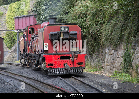 Steam Train at Caernarfon on Festinioc and Welsh Highland Railway, Wales, UK Stock Photo