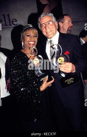 Celia Cruz and Tony  Bennett at the Recording Academy New York Heroes Award Ceremony in New York City.  December 6, 1999. © RTTalesnick /MediaPunch Stock Photo