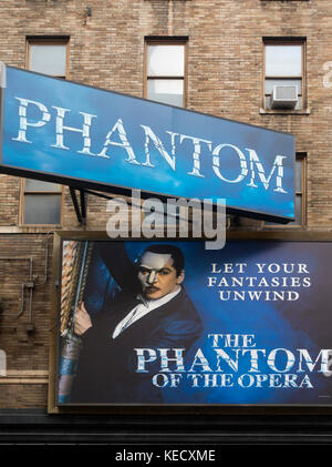 Phantom of the Opera Broadway theater marquee NYC Stock Photo