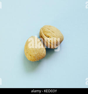 Walnuts on skyblue background Stock Photo