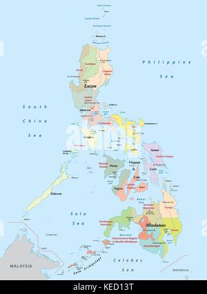 philippines administrative map Stock Vector