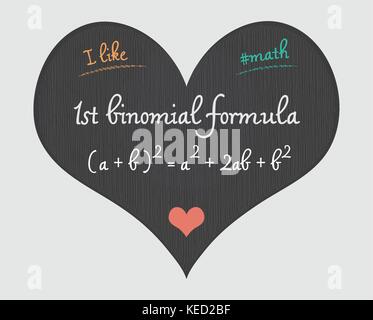 1st binomial formula - I like math illustration Stock Vector