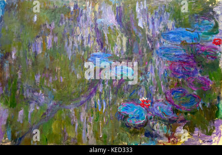 Water Lilies, Reflections of Weeping Willow, Claude Monet, circa 1918, Metropolitan Museum of Art, Manhattan, New York City, USA, North America Stock Photo