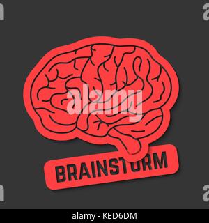 red outline brain icon like brainstorm Stock Vector