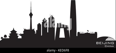 Beijing China skyline Detailed vector silhouette Stock Vector