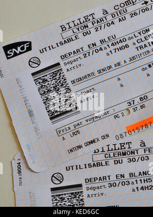 SNCF train ticket, France Stock Photo