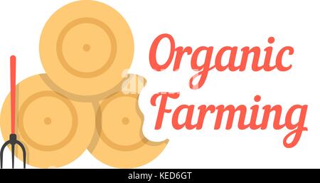 organic farming with stack of hay Stock Vector