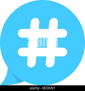 hashtag on blue speech bubble Stock Vector