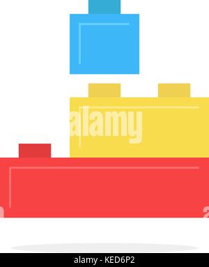 colored building block toy with shadow Stock Vector
