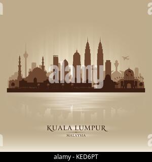 Kuala Lumpur Malaysia city skyline vector silhouette illustration Stock Vector