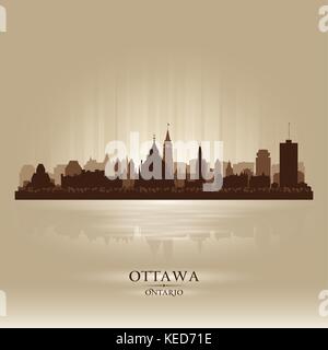 Ottawa city silhouette on sunset background vector illustration Stock ...
