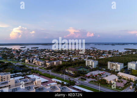 Fort Ft. Myers Beach Florida,Estero Barrier Island,Estero Boulevard,aerial overhead view,residential apartment buildings,residences,FL17092809d Stock Photo