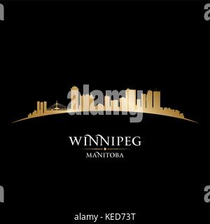 Winnipeg Manitoba Canada city skyline silhouette. Vector illustration ...