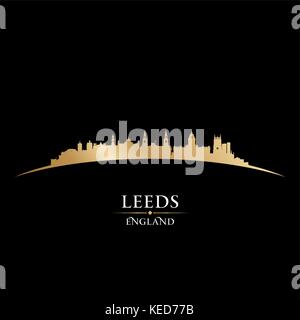 Leeds England city skyline silhouette. Vector illustration Stock Vector