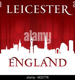 Leicester England city skyline silhouette. Vector illustration Stock Vector