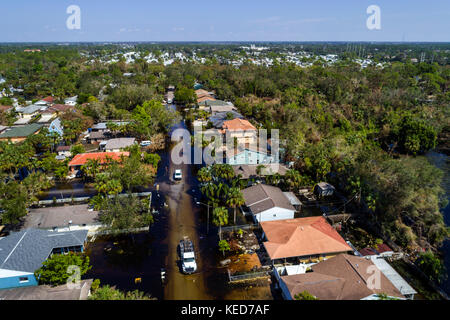 Bonita Springs Florida,Chapman Avenue Quinn Street,flooding flood,Hurricane Irma,aerial overhead view,homes houses residences,FL17092823d Stock Photo