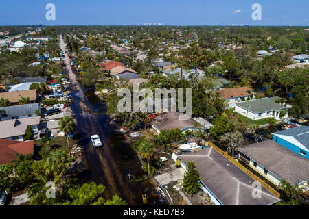 Bonita Springs Florida,Chapman Avenue Quinn Street,flooding flood,Hurricane Irma,aerial overhead view,homes houses residences,FL17092824d Stock Photo