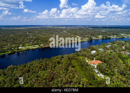 Florida,FL South,LaBelle,Caloosahatchee River water,LaBelle Nature Park,aerial overhead bird's eye view above,visitors travel traveling tour tourist t Stock Photo